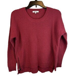 2/$30‎ Madewell Textured Knit Sweater Zipper Accent Pullover Casual Red Size S